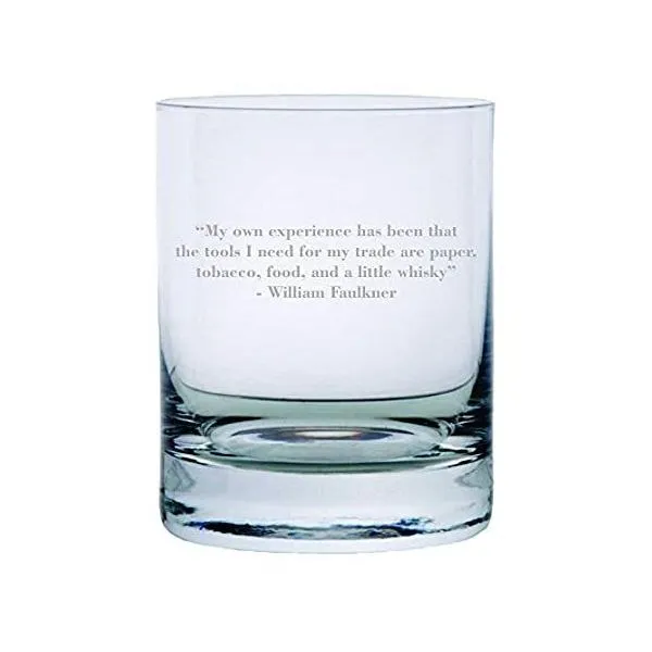 William Faulkner Quote Etched Crystal Rocks Whisky Glass