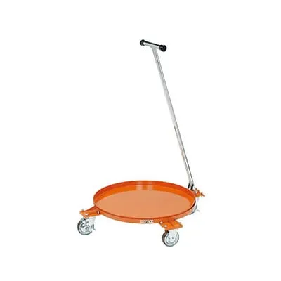 サカエ 円形ドラム台車 受皿付きタイプ 取手付き 高さ102mm DR-4TS