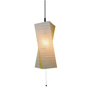 彩光デザイン 和風照明1灯ペンダントライト 楮紙茶×麻葉菜種 W200mm×D200mm×H550mm SPN1-1004