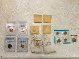 1974S PCGS PR69DCAM 25 10 5 1セント 64枚セット コイン2枚 ミントバッグ COA 1776-1976 1970