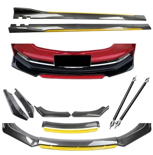 ダイハツ ミライース LA350S LA360S に適用バンパースポイラー フロント バンパー リップ スポイラー 炭素4分割式 サイドスカート リアスポイラー スポーティー風 カバー トリム グレードアップ 傷防止 プロテクター 軽量 エアロ DIY ア