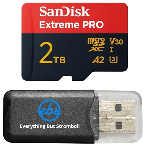 SanDisk 2TB MicroSDXC Extreme Proメモリーカード Insta360 X3 X4 X4 Air X5 アクションカメラ (SDSQXCD-2T00-GN6MA) V30 A2 U3に対応 Everything But Stro