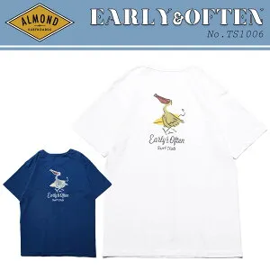 【4/24～4/26エントリーでP10倍】24 SS Almond アーモンド Tシャツ EARLY&OFTEN 半袖 トップス 夏服 コットン ペリカン サーフィン メンズ 2024年春夏 品番 TS1006 日本正規品