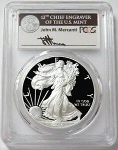 2016 W (2019) アメリカン シルバー イーグル マーカンティ サイン入り 1ドル プルーフ PCGS PF 70 DCAM