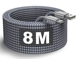 USB Type C/タイプC ケーブル 【超長い 8m】 CLEEFUN USB A to USB C ケーブル QC3.0対応 USB2.0 データ転送 充電コード タイプc 高耐久ナイロン編み シルバーグレー