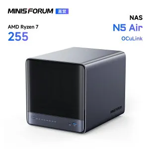 【★20％クーポン】MINISFORUM AI NAS N5 Air、AMD Ryzen 7 255 、64GB SSD、AMD Radeon 780M、HDMI 2.1/USB4x2/OCulink、10GbE+5GbE デュアルネットワークポート、144T大容量対応 NAS