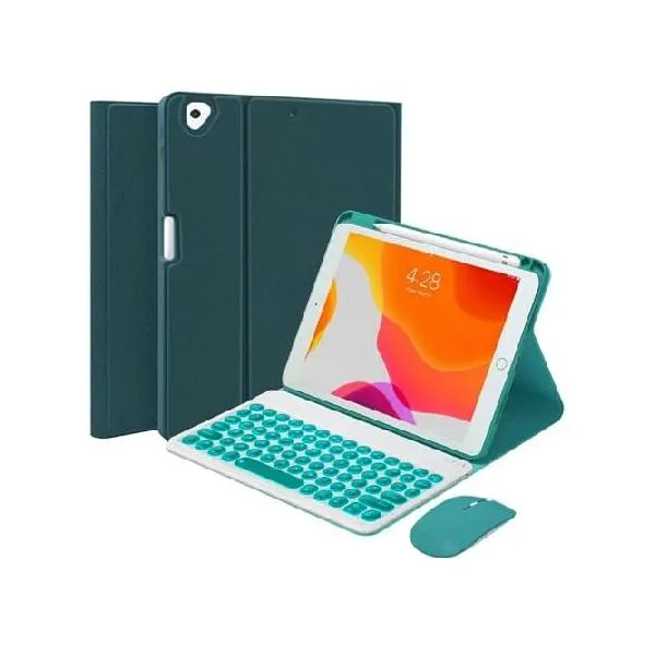 QYiiD Keyboard Case for iPad Pro 11 Inch (M4) 2024, 7 Color Backlit Detachable Bluetooth Color Keyboard Smart Folio Cover with Wireless Mouse_並行輸入