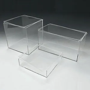 アクリルケース 透明 収納 BOX W250mm×H400mm×D200mm 4mm厚アクリル板 アクリルケース 横長 クリア プラスチック 透明 長方形 アクリルボックス