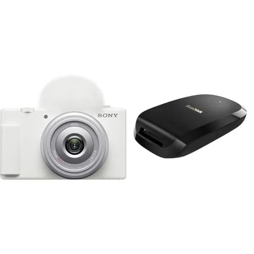 ソニー/Vlog用カメラ/VLOGCAM/デジタルカメラ/動画/自撮り/ZV-1F / ボディ/ウィンドスクリーン付属 / 20mm F2.0 単焦点レンズ/ホワイト/ZV-1F W + 【 サンディスク 正規品 】 SanDisk エクストリーム プロ