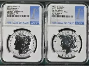 2023 S リバース プルーフ シルバー ピース モーガン ドル NGC PF70 発行初日 FDI