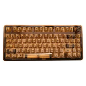 OUSEITECHBK920ゲーミングキーボード透明キーボードノブ付きRGBホットスワップ対応75%配列メカニカルBT5.0/2.4G/USB-Cワイヤレス透明キーキャップ80キーテンキーレス