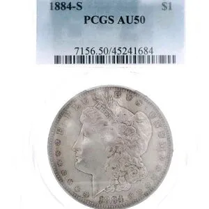 1884-S モルガン・ダラー・コイン $1 PCGS AU50 90% シルバー