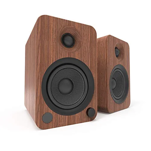 Kanto YU4WALNUT Powered Speakers with Bluetooth and Built-in Phono Preamp | Auto Standby and Startup | Remote Included | 140W Pe