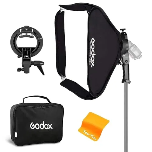 Godox ソフトボックス ソフトボックス 32"x32" Bowens マウント ソフトボックス S タイプ スピードライト ブラケット付き、折りたたみ式ソフトボックス Bowens マウント、Godox AD200Pro AD200 V860II TT