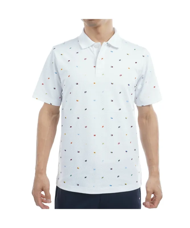 獲得ポイント98pt 【送料無料】トミーヒルフィガーゴルフ(TOMMY HILFIGER GOLF) ゴルフウェア ポロシャツ 半袖 マルチフラッグモノグラム 半袖ポロシャツ THMA504 メンズ 00WHT M