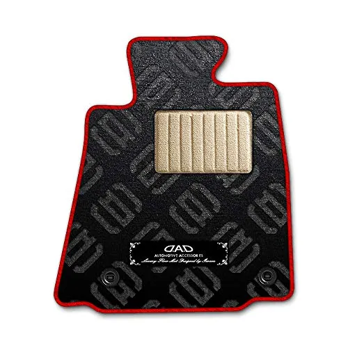 DAD ギャルソン D.A.D エグゼクティブ フロアマット LEXUS(レクサス) IS 型式 : GSE25 1台分 GARSON モノグラムデザインブラック/オーバーロック(ふちどり)カラー:レッド/刺繍:シルバー/ヒールパッドベージュ AAI140
