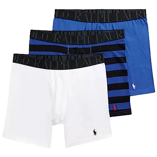 [POLO RALPH LAUREN] [ポロ ラルフローレン] ミドル ボクサーパンツ 3枚セット パック メンズ 下着 Stretch Classic Fit NWBBP3 White/Stripe/Blue(S6Z) S [並行輸入品]