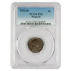 1922-D 1c リンカーン ウィート セント ペニー PCGS F12 弱 D