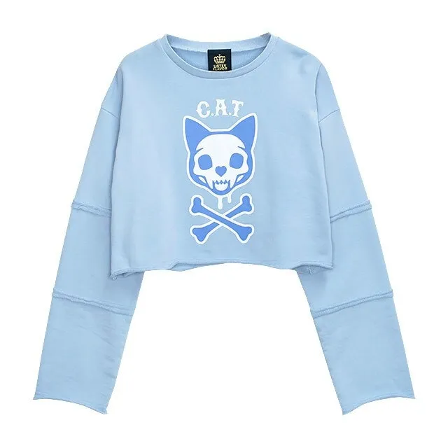 [マルイ]LISTEN FLAVOR スカルキャット ピグメントプルオーバー【COBALT L.BLUE】/LISTEN FLAVOR（LISTEN FLAVOR） コバルトライトブルー