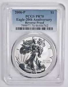 PR70 リバース PF 2006-P シルバーイーグル 20周年記念 PCGS ブルーラベル *6466