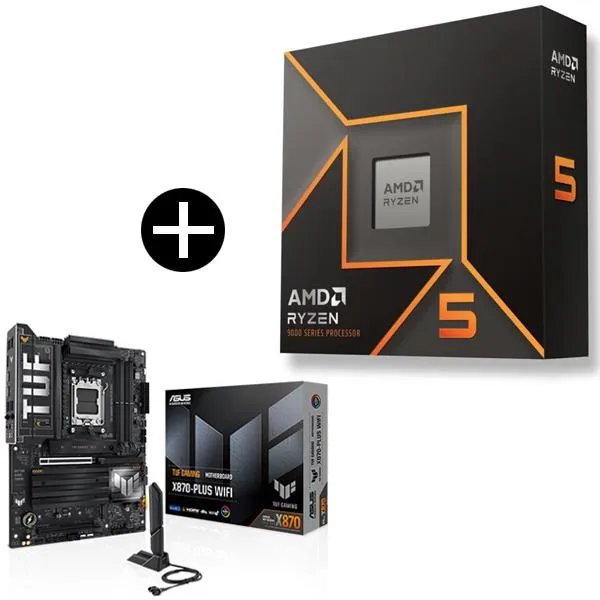 AMD Ryzen 5 9600X W/O Cooler WOF (6C/12T、3.9GHz、65W) CPU + ASUS TUF-GAMING X870-PLUS WIFI マザーボード