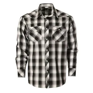 ジョベルティ メンズ トップス Tシャツ Gioberti Men's Western Plaid Long Sleeve Shirt With Pearl Snap-on Black White Gray ホワイト
