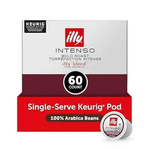 illy Coffee K Cup, Pods for Keurig Machines, Intenso Dark Roast, 100% Arabica, Premium Italian Coffee, 10 Count, 6 Pack