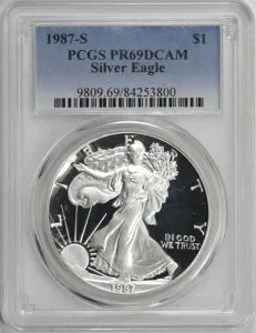 1987-S プルーフ アメリカン シルバー イーグル 1ドル PCGS PR69 DCAM [BN800]