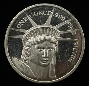 ヴィンテージ 自由の女神像 / 新しい巨像 クォート .999 1オンス シルバー ラウンド (64428)