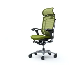 オカムラ OKAMURA コンテッサセコンダ 可動肘 座クッション 大型ヘッド5本脚 ポリッシュ ブラック ランバー付ハンガー無 張地色グリーン 【品番：CC87BS-FPC5】