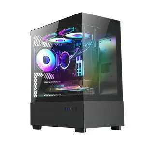 恵安 KEIAN PCケース 強化ガラス KX-M03-BK MicroATX対応【キャンセル不可・北海道沖縄離島配送不可】 -お取り寄せ- 4534782982477-ds