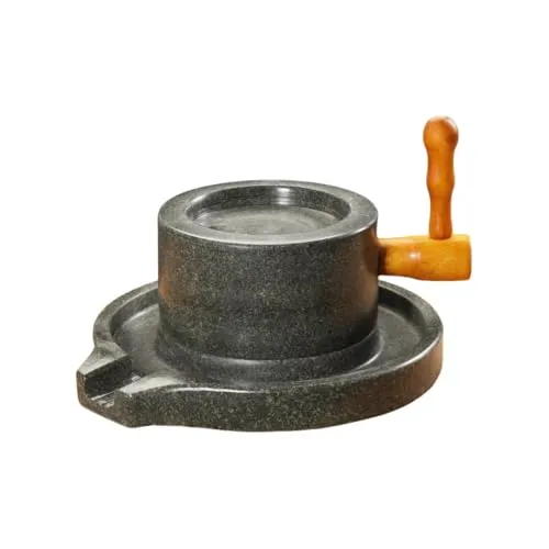 Aoinfok 石臼 昔ながらの手挽き穀物製粉機 家庭用 惠安青石 20×30cm レトロ木製フレーム付き 小麦 そば 米粉 お茶 粗塩 調味料用 卓上型 ギフト (17×27cm 単体石臼,ブルーストーン) [並行輸入品]