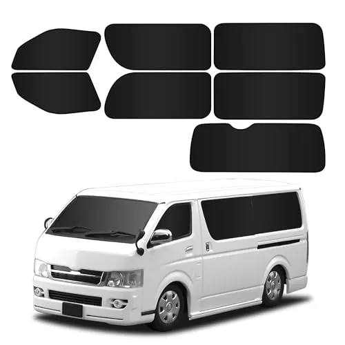 BLUESEATEC トヨタ ハイエース 200系 ワイドボディ 遮光 カーテン マグネット HIACE 200 H16.8-現行 着脱簡単 車種専用設計 車中泊 日除け 収納袋付き 7枚セット