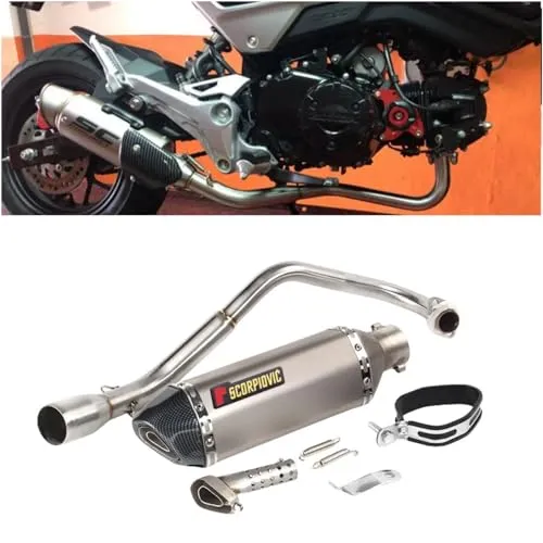 Eiksouvi スリップオン マフラー ホンダ グロム GROM/MSX125/Monkey125 JC92/JC61 対応 フルエキゾースト バイクサイレンサー (セット7)