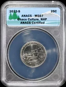 2012-S 25C チャコ文化国立公園 NP クォーター ANACS MS 67 BU ミントステート