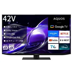 シャープ 液晶テレビ AQUOS OLED 4T-C42HQ2 [42インチ] [画面サイズ：42V型(インチ) 種類：4K有機ELテレビ 画素数：3840x2160 倍速機能：倍速駆動パネル]