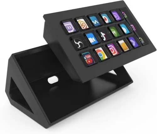 ストリームデック stream deck ショートカットキー 15個のカスタムキー 配信者向けデバイス 左手デバイス ショートカットリモート 片手キーボード Twitch/YouTubeのライブ配信支援機器 PC/Mac対応 作業効率向上 (ブラック)