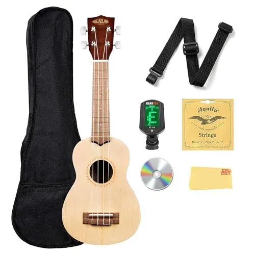 Kala KA-15S-S サテン スプルース ソプラノ ウクレレ バンドル ギグバッグ チューナー Austin Bazaar 解説DVD ポリッシュクロス付き