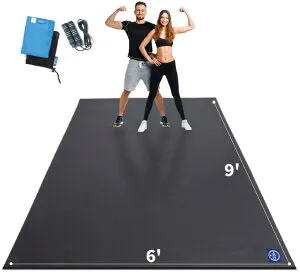 プレミアムラージ エクササイズマット 2.7×1.8m 厚さ7mm ホームジム ワークアウトマット 滑り止め Premium Large Exercise Mat 9' x 6' x 7mm, High-Density Workout Mats for Home Gym Flooring, Non-Slip, Extra Thick Durable Cardi