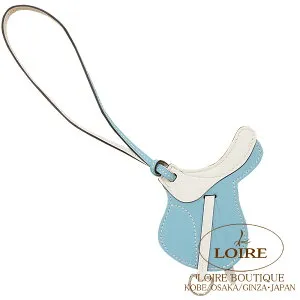 エルメス パドック チャーム 鞍 セル ブルーアトール×シロ スイフト シルバー金具 HERMES Paddock Charm Saddle Selle BLUE ATOLL(3P)/BLANC(01) Swift Silver