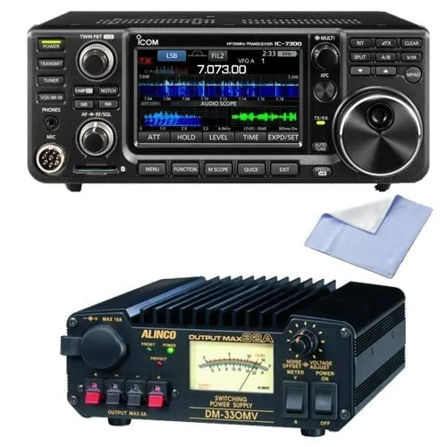 IC-7300 (100W) HF/50MHz(SSB/CW/RTTY/AM/FM) トランシーバー アイコム(ICOM) + アルインコ DM-330MV 安定化電源 セット マルチクリーニングクロスサービス