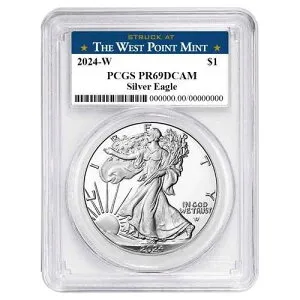 2024-W プルーフ 1ドル アメリカン シルバー イーグル PCGS PR69DCAM ウェストポイント ラベル