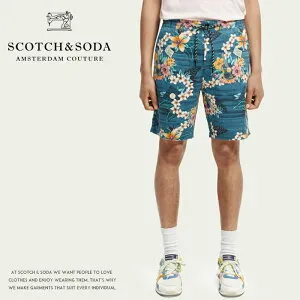 【セール 40％OFF】【スコッチ&ソーダ SCOTCH&SODA スコッチアンドソーダ】 FAVE ハーフパンツ ショートパンツ ショーツ メンズ リネン 麻 総柄 ボタニカル柄 men's 国内正規品 インポート ブランド