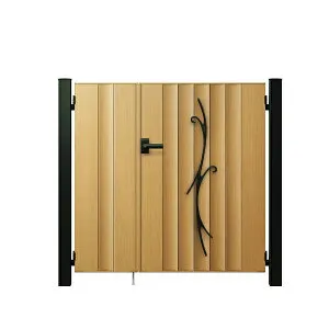 【送料無料】YKKAP ルシアス門扉TM3C型 親子開き 門柱仕様 04・08-12 内開き仕様 UME-V-TM3C『木調 ゲート 部材 ガーデン 住宅 境界 入口 塀 壁 diy おしゃれ 形材 門扉』 木調カラー(門柱:アルミカラ