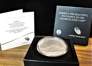 2017-P 5オンス シルバー ATB ボックスペーパー付き (エリス島)