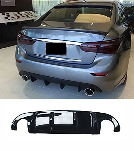 CARIG リアディフューザー 2014-2017 インフィニティQ50 Q50s / 日産 スカイライン V37 車用 ABS製 艶有り黒 塗装済み 改装専用 ドレスアップ
