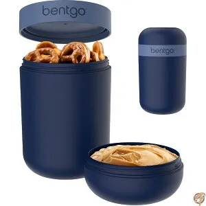 【5日最大1500円クーポン】Bentgo Snack Cup - Reusable Container with Leak-Proof Design, Toppings Compartment, and Dual-Sealing Lid, Portable & Lightweight for Work, Travel, Gym Dishwasher Safe (Navy)