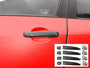 プジョー307 / シトロエンC3 カーボン調 ドアハンドル4ドア分 交換式 フロント左右鍵穴あり用 // プジョー Peugeot 307 307フェリーヌ 307SW 307CC 307WRC 307 Citroen C3 シトロエン C2 アウターハンドル ドア