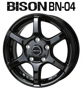送料無料 4本セット ホイールのみ ホットスタッフ BISON BN-04 バイソン メタリックブラック 13インチ 5J インセット+45 5穴 PCD114.3 JWL-T 4本セット タウンエース ライトエース MC前 S400系