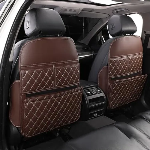 車用キックガード に適合トヨタライズ/C-HR/ルーミー タンク / bZ4X /パッソ /86 GR86 車 後部座席用 防水レザー プロテクター 撥水 防汚 防傷 シートバックプロテクター 簡単取付 2点セット(茶)